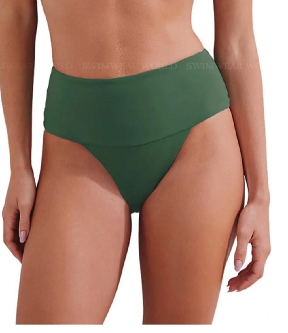 Vix Paula Hermanny Jessica Hot Pant Bikini Bottom S NWT Green High Waist Resort